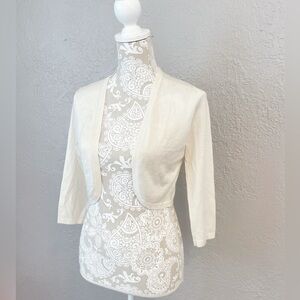 Saks Fifth Avenue White Cropped Bolero silk cashmere Cardigan – Size M
